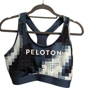 Adidas X Peloton Digi‎ Motion Print Women's Medium Racerback Blue Sports Bra